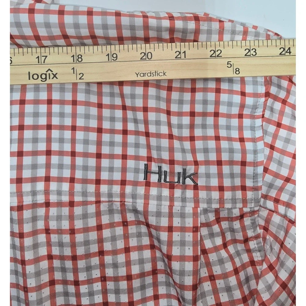 Huk Mens XXXL Red Plaid Long Sleeve Vented Fishing Shirt H1500040 Performance